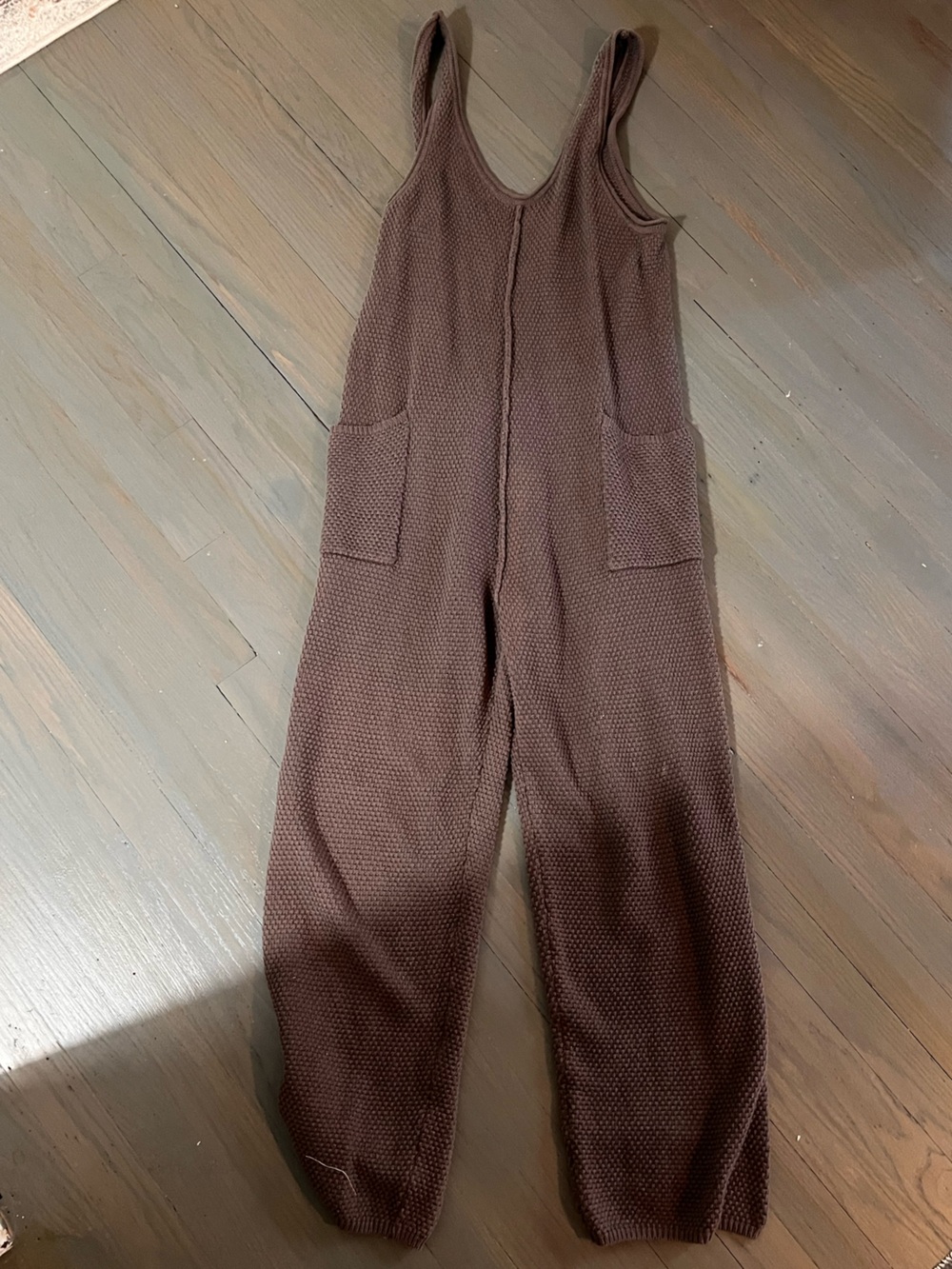 By Together Chocolate Brown Knit Overall Jumpsuit